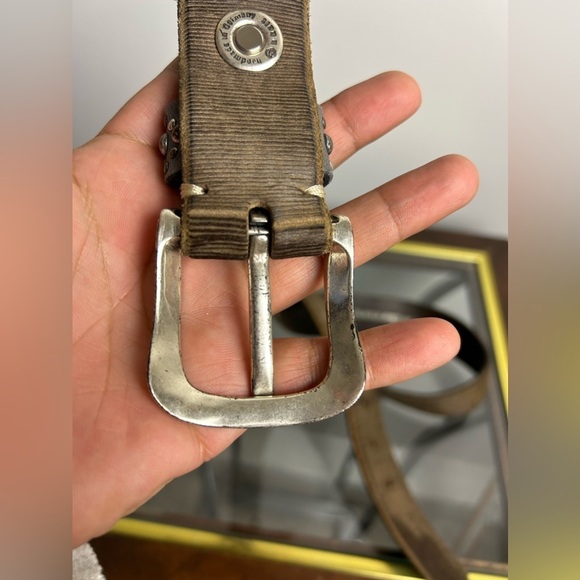 Y2k B.Belt Trim 90cm M Leather Beaded Hand made in Germany Buckle Silver BB0596 - Picture 7 of 13